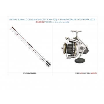 PROMO TRABUCCO DEYLAN WAVE CAST 4,20 - 200g. + TRABUCCO MUL. MAXXIS HYPER SURF 10000