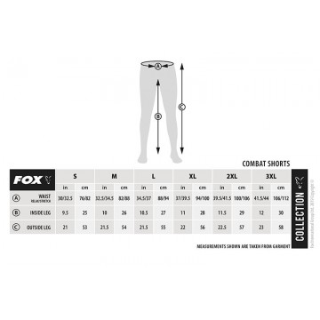 FOX COLLECTION green & silver combat shorts Taglia S Fox articoli per la pesca