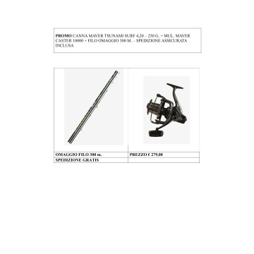 PROMO Maver tsunami surf 4,20 - 250 g. + MUL. Caster 10000 Maver articoli da pesca